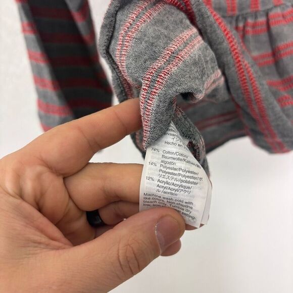 Madewell Grey with Red Striped V Neck 3/4 Sleeve V Neck Blouse Top Size Small - Picture 10 of 10